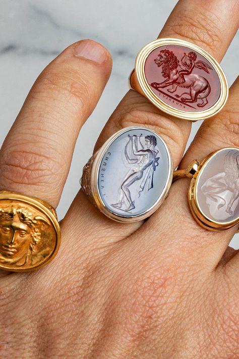 Mens Gemstone Rings, Mens Rings Fashion, Signet Ring Men, Cameo Jewelry, Gold Signet Ring, Ancient Jewelry, Funky Jewelry, Stone Gold, Signet Ring