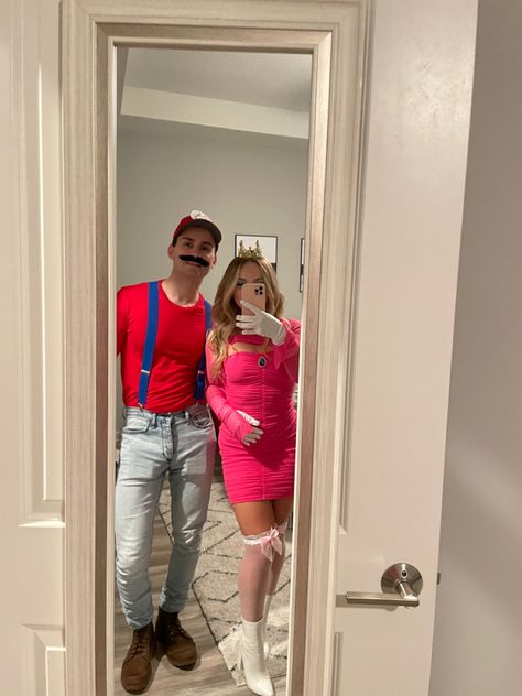 Mario And Princess Peach Halloween Costume, Bowser And Peach Costume, Mario And Princess Peach Costume Couple, Mario Peach Costume, Mario And Luigi Costumes Couple, Mario And Peach Costume, Mario And Peach Costumes For Couples, Peach And Mario Costume, Mario And Princess Peach Costume