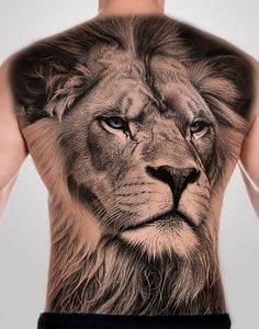 ကျောပြည့် Tattoo, Lion Back Tattoo, Big Cat Tattoo, Lion King Tattoo, House Owner, Surreal Tattoo, Samurai Tattoo Design, Realistic Tattoo Sleeve, Lion Head Tattoos