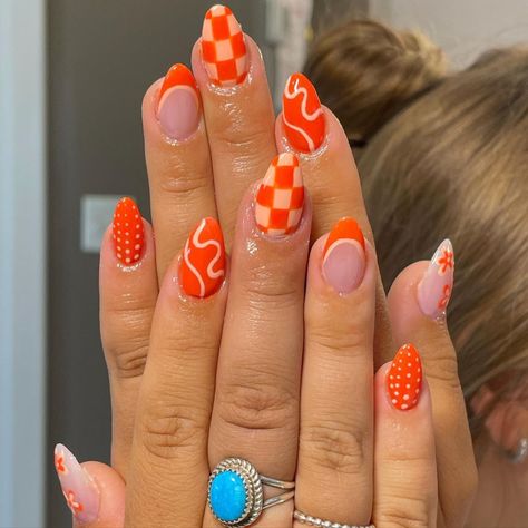 St. George’s Fav Nail Tech💅🏼 (@nailsbyashleyninh) • Instagram photos and videos Spring Nail Inspo 2024, Preppy Nails, Acrylic Nails Almond Shape, Checkered Nails, Teen Nails, Beachy Nails, Boho Nails, Country Nails, Retro Nails