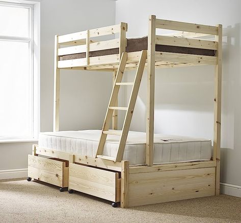 Strictly Beds and Bunks Limited Duchess Triple Sleeper Bunk Bed, 4ft 6 Double + 3ft Single : Amazon.co.uk: Home & Kitchen Short Bunk Beds, Modern Bunk Beds For Girls Room, Triple Sleeper Bunk Bed, Pine Bunk Beds, Bed With Underbed, Bunk Bed Ladder, Single Bunk Bed, Triple Bunk Beds, Solid Wood Bunk Beds