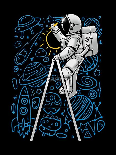 Space Doodles, Astronaut Wallpaper, Astronaut Design, Tshirt Printing Design, Space Shirts, Pop Art Wallpaper, Graphic Tshirt Design, Shirt Print Design, Doodle Designs