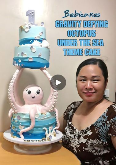 Under The Sea Theme Cake, Sea Theme Cake, Octopus Cake, Under The Sea Cake, Cake Boy, Gravity Defying Cake, Gravity Cake, Sea Cakes, Under The Sea Theme