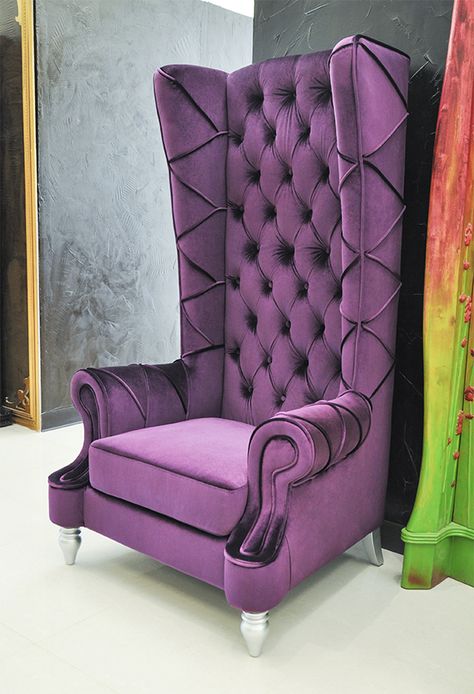 Baroque High Back Chair Luxury Office Chairs, Purple Furniture, Purple Chair, Luxury Sofa Design, Upholstered Swivel Chairs, Luxury Chairs, Sofa Set Designs, High Back Chairs, Funky Furniture