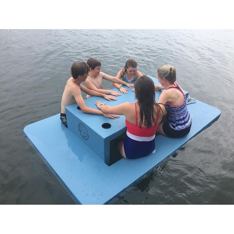 Floating Picnic Table, Ideas De Piscina, Floating Cooler, Diy Air Conditioner, Lake Toys, Water Pad, Lake Fun, Floating Table, Beach Hacks