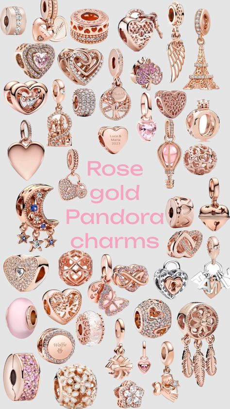 Pandora Rose Gold Bracelet, Rose Gold Pandora, Pandora Charms Rose Gold, Gold Pandora, Pandora Bracelet Charms Ideas, Pandora Rose Gold, Pandora Rose, Rose Gold Charms, Luxe Jewelry