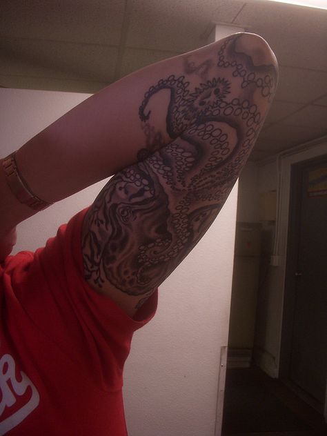 Elbow Tattoo, Elbow Tattoos, Octopus Tattoo, Nikon Coolpix, Mom Tattoos, Portland Oregon, Arm Tattoo, Octopus, Nikon