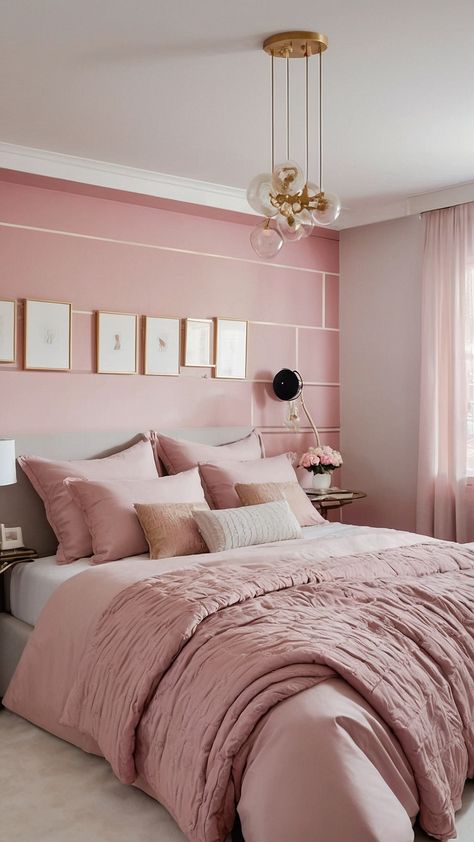 Discover beautiful pink bedroom ideas for all ages and styles From soft teens' rooms to elegant grey and black decor get inspired to create a cozy space with touches of dark rose small hints of white and pops of green Explore kid-friendly designs girly touches and calming dusty hues in this comprehensive guide Dusty Pink And Grey Bedroom, Dusty Rose Bedroom, Dusty Pink Bedroom, Rose Bedroom, Pink Bedroom Design, Pink Bedroom Ideas, Red Room, Apartment Bedroom, Pink Bedrooms