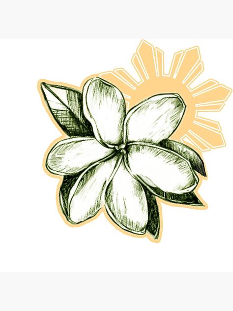 "Sampaguita Filipino Flower" Art Print for Sale by AteAndApe Filipino Logo Design, Filipino Sun Tattoo Small, Filipino Art Paintings, Filipino Art Aesthetic, Sampaguita Drawing, Filipino Flower, Philippines Drawing, Sampaguita Flower Tattoo, Sampaguita Flower