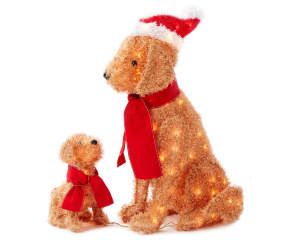 Winter Wonder Lane Light-Up Fluffy Dogs, 2-Piece Set | Big Lots Outdoor Christmas Decorations Yard, Dog Light, Lawn Art, Dog Garden, Christmas Yard Decorations, Doodle Dog, Animated Christmas, Christmas Yard, Fluffy Dogs