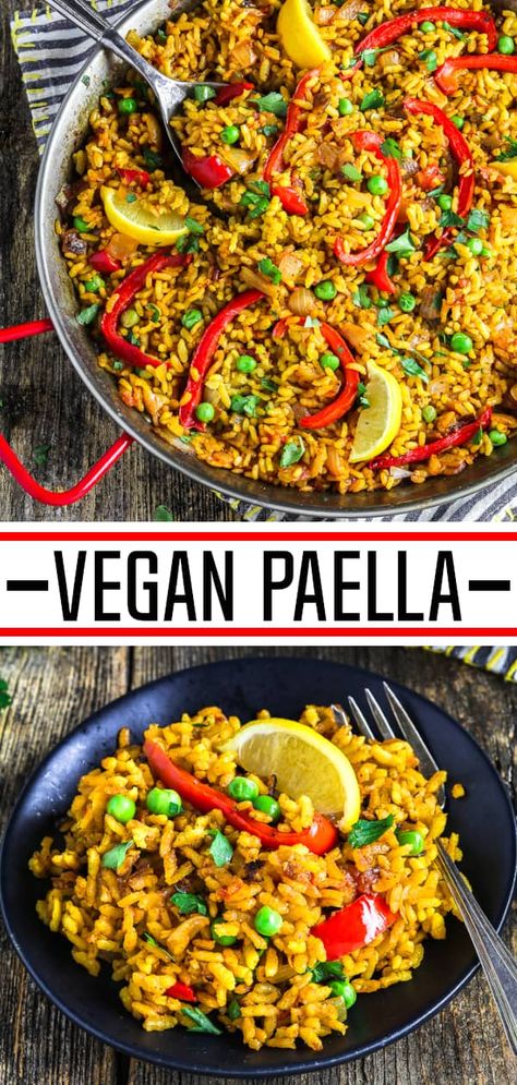 Veggie Paella Recipe, Vegetable Paella Recipe, Vegan Paella, Plat Vegan, Paella Recipe, Vegan Keto, Vegan Dinner Recipes, Vegan Dishes, Vegan Dinners