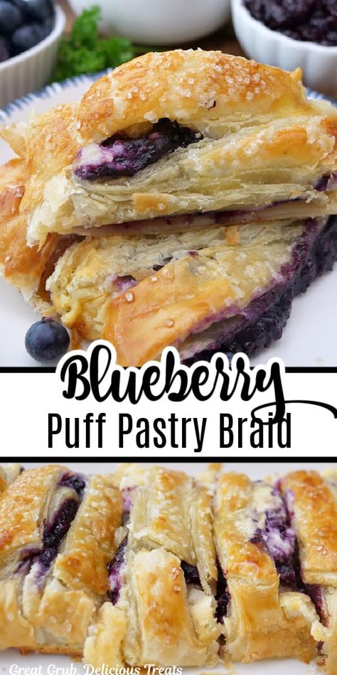 Puff Pastry Braid, Blueberry Custard, Danish Braid, Pastry Braid, Easy Pastry, Vanilla Brownies, Puff Pastry Recipes Dessert, Cream Cheese Puff Pastry, Pastries Recipes Dessert