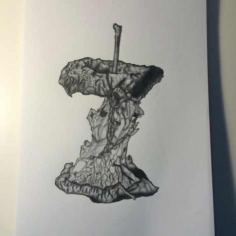 Rotten Apple Drawing, Apple Core Drawing, Rotten Apple Tattoo, Apple Core Tattoo, Drawing Of An Apple, Hsc Art, Pear Drawing, Apple Sketch, Apple Drawing