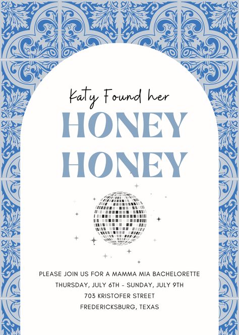 Bachelorette Mamma Mia Invitation Mamma Mia Bacherlotte, Mamma Mia Bachelorette Invitation, Mamma Mia Themed Invitations, Mamma Mia Wedding Invitation, Sentimental Bachelorette Ideas, Mamma Mia Card Ideas, Mama Mia Aesthetic Wedding, Mama Mia Aesthetic Bachelorette Party, Bridal Shower Mamma Mia Theme