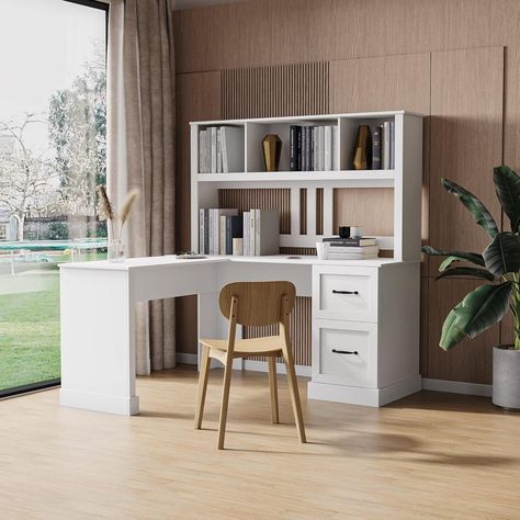 Amazon.com: Holaki L Shaped Desk,Computer Desk with Drawers,Bookshelf & Hutch,Modern Corner Desk,Home Office Desk,L-Shaped Study Table Writing Desk,Corner Gaming Computer Desk with Storage (White) : Home & Kitchen Modern Corner Desk, Drawer Bookshelf, Office Desk With Hutch, Desk Kids, Corner Writing Desk, Corner Desk Office, Gaming Computer Desk, Desk With Hutch, Computer Desk With Hutch