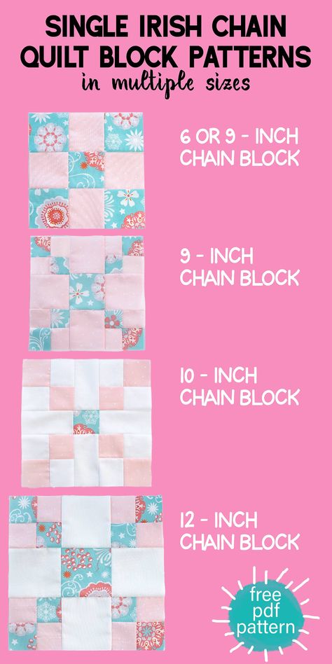 Free Easy Quilt Patterns, Double Irish Chain Quilt Pattern, Cheddar Quilts, Double Irish Chain Quilt, Irish Chain Quilt Pattern, Irish Quilt, Free Quilt Tutorials, Irish Chain Quilt, 9 Patch Quilt