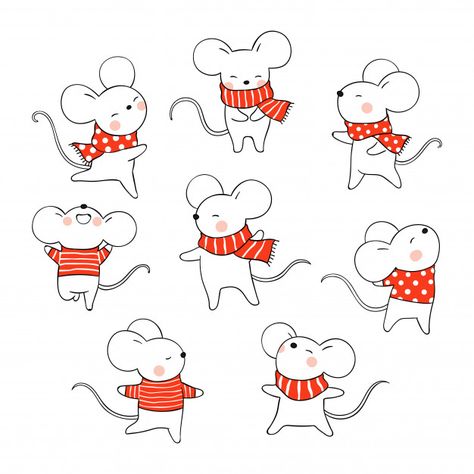 Draw rat for christmas day and new year. Premium Vector Maus Illustration, Christmas Drawings, Mouse Illustration, Mouse Drawing, Cute Rats, 카드 디자인, Backgrounds Wallpapers, Christmas Mouse, Halloween 2020