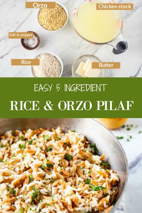 Rice And Orzo Pilaf, Orzo And Rice Recipes, Orzo Pilaf Recipes, Orzo Rice Pilaf, Rice Pilaf Recipe Easy, Garlic Rice Pilaf, Rice Pilaf With Orzo, Orzo Pilaf, Vegetable Rice Pilaf