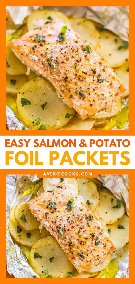 Potato Foil Packets, Moist Salmon, Salmon Foil Packets, Salmon Healthy, Foil Packet Potatoes, Fish Meals, Cook Salmon, Foil Dinners, Foil Packet Meals