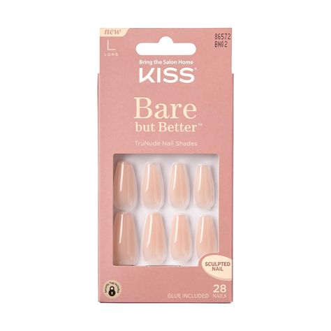 KISS Bare But Better TruNude Fake Nails Nude Nail Shades Manicure Set, Nude Drama', 28 Chip Proof, Smudge Proof Glue-On Nails Kiss Press On Nails, Best Press On Nails, Soft Palette, Sculpted Nails, Pink Gel Nails, Kiss Nails, Spring Nail Trends, Nails Now, Natural Skin Tone