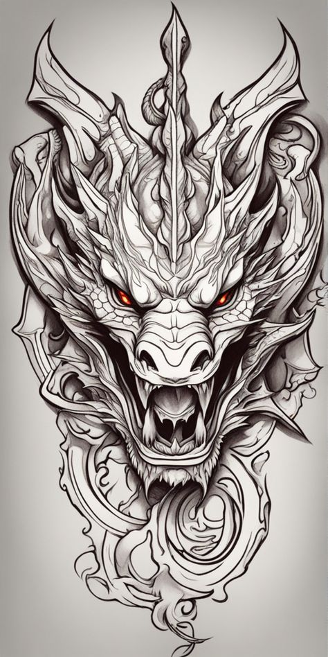 Dragon Tattoo For Men Forearm, Dragon Head Tattoo Design, Dragons Tattoo Designs, Dragon Tattoo Hand, Dragon Face Tattoo, Dragon Tattoo Designs For Men, Arte Trash Polka, Dragon Hand Tattoo, Dragon Tattoo Stencil