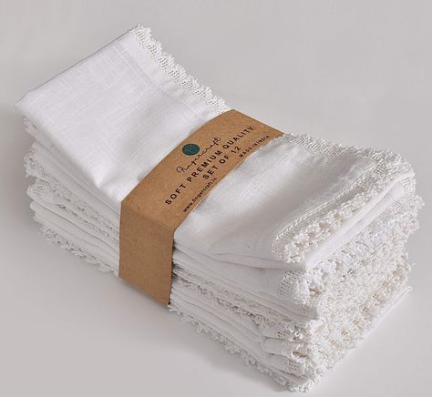 White Cloth Napkins Oversized Dinner Table Napkin in 100% Slub Cotton Fabric 12 Pack 20x20 Inch Premium Quality, Mitered Corners for Every Day Use Hotel,Wedding,Parties,Good Absorbency White Lace Christmas Cloth Napkins, Fabric Napkin, White Napkins, Christmas Napkins, White Cloth, Cloth Napkin, Spring Table, Cloth Dinner Napkins, Table Napkins