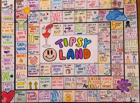 Tipsy Land, Drunk Games, Drinking Board Games, Fun Sleepover Games, Sleepover Party Games, Diy Party Games, Organizator Grafic, Board Games Diy, Fest Temaer