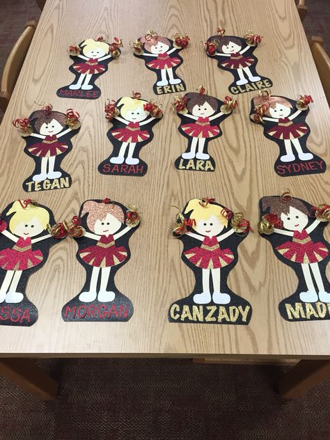 Locker decorations for cheerleaders. Cheerleading Door Decorations, Locker Decorations For Cheerleaders, Cheer Nationals Door Decorations, Cheer Locker Room Decorations, Cheerleading Locker Decorations, Cheer Locker Decorations, Cheer Decor, Cheerleading Signs, Cheer Decorations