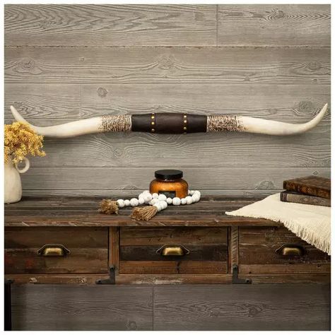 Longhorn Studded Western Wall Decor | Hobby Lobby | 1644814 Western Home Wall Decor, Gothic Western Home Decor, Western Glam Decor, Cowhide On Wall Ideas, Longhorn Wall Decor, Country Western Home Decor, Farmhouse Property, Modern Western Home Decor, South Western Decor