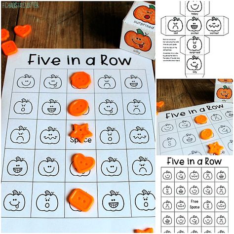 Pumpkin Emotions Game Prek Pumpkins, Emotion Games, Pumpkin Emotions, Talk About Feelings, Therapeutic Games, Emotions Game, Thanksgiving Games For Adults, Kindness Lessons, Pumpkin Games