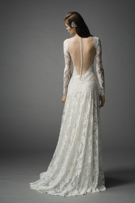 Watters Arcelia Gown #watters #weddingdress #spring2015 Long Sleeve Open Back Wedding Dress With Lace, Straight Lace Wedding Dress With Sleeves, Luxury Long Sleeve Lace Dress With Delicate Detail, Wedding Dresses 2022 With Sleeves, Long Sleeve Lace Sheer Wedding Dress, Mesh Wedding Dress Sheer Long Sleeve, Vintage Bride Dress Long Sleeve, Slick Wedding Dress With Lace Sleeves, Intricate Embroidery Long Wedding Dress