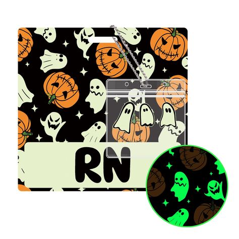 PRICES MAY VARY. PERFECT RN BADGE BUDDY: Registered Nurse badge tags work best with any standard size name ID badge. SUPERIOR ROLE IDENTIFICATION: Clear, large and vivid character text with glow in the dark effect badge buddy makes it easy for patients and coworkers to identify the wearer's role even from a distance and in the dark of night. PERFECT SIZE FOR YOUR ID BADGE - These badge buddy ID tags measure 3 3/8" wide x 3 1/4" tall. Horizontally aligned ID badges will fit perfectly on this badg Cna Nurse, Glowing In The Dark, Nursing Accessories, Badge Buddy, Cat Pumpkin, Nurse Badge, Registered Nurse, Ghost Halloween, Halloween Accessories