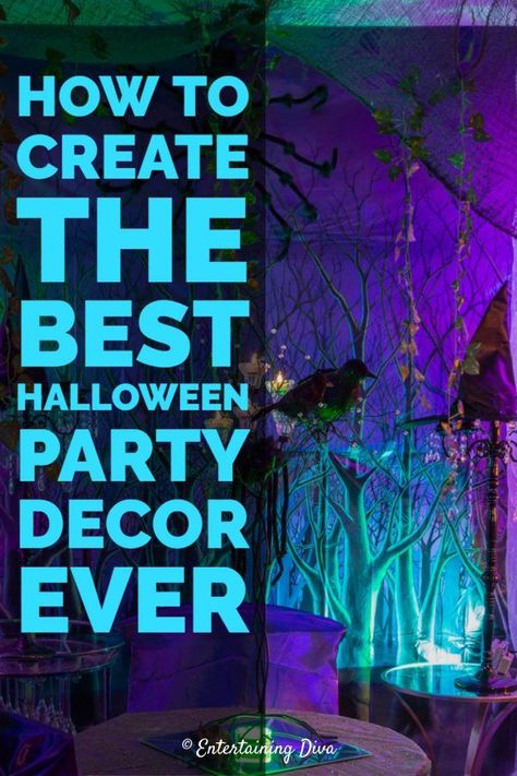 This tutorial for hanging Halloween scene setters is the BEST! This stone wall scene setter changes the whole look of the room. I can't wait to try it for my Halloween party this year. | Halloween Haunted Hallway Ideas For School, Diy Halloween Bottles, Halloween Scene Setters, Haunted House Halloween Party, Halloween Party Drinks, Halloween Haunted House Decorations, Glow Halloween, Scene Setters, Happy Halloween Witches