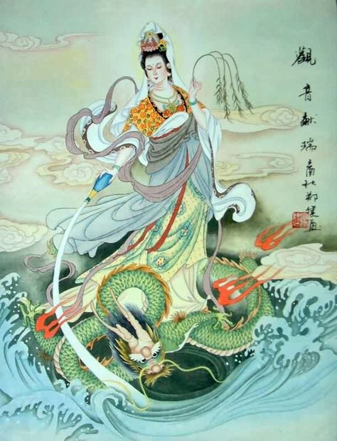 Quan Yin, Kuan Yin, Art Asiatique, Kwan Yin, Chinese Artists, Buddha Art, China Art, Buddhist Art, A Dragon