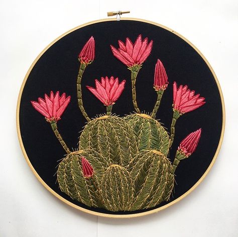 Embroidered Cactus, Cactus Embroidery, Pola Sulam, 자수 디자인, Simple Embroidery, Sewing Embroidery Designs, Hand Embroidery Art, Crewel Embroidery, Flower Embroidery Designs