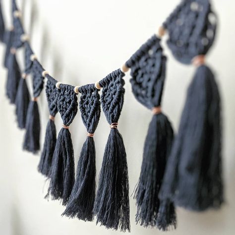 Happy Sneak-Peek Thursday to our Instagram friends! Fresh indigo macrame hitting Replanted Goods this weekend! ✌ . . . . . #replantedgoods #sneakpeekthursday #plantwrap #macrame #bohodecor #happyhippie #bohovibes #bohochic #bohostyle #buyhandmade #buylocal #macrameallday #indigo #sahmlife #indigogarland #wallhanging #copperandmacrame #bedroomdecor #livingroominspo #decorinspo #changeyourspace #etsybestsellers #madeindurham Macrame Bunting, Macrame Tassel, Macrame Garland, Art Macramé, Etsy Best Sellers, Hantverk Diy, Makramee Diy, Instagram Friends, Seni Origami