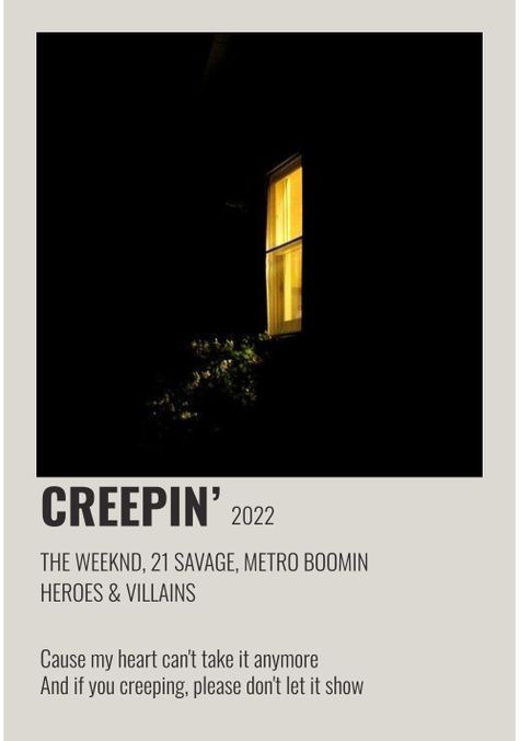 Creepin' by The Weeknd, 21 Savage, and Metro Boomin Poster Metro Boomin Music Poster, Creepin Album Cover, 21 Savage And The Weeknd, Creepin The Weeknd Poster, 21 Savage Polaroid Poster, Creepin Metro Boomin, Creepin Song, Creepin The Weeknd, Metro Boomin Poster