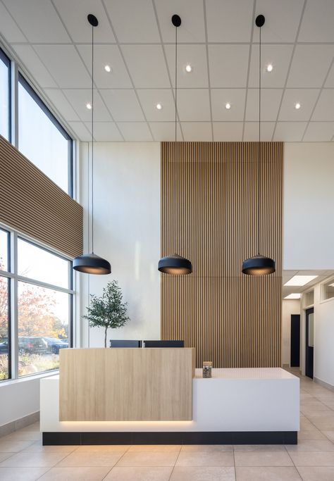 Reception Desk Clinic, Hospital Office Design, Obgyn Office Design, Office Entrance Interior Design, Modern Veterinary Clinic Hospital Design, Doctors Office Exterior, Veterinary Interior Design, Scandinavian Clinic Design, Medical Office Reception Design