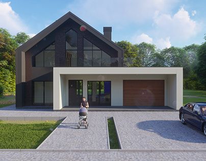 Scandinavian Two Storey House, Canopy House Design, 1 Floor House Design Exterior, Different Roof Styles, Gable House Exterior, Small Modern Bungalow, Modern Scandinavian Exterior, House Scandinavian Style, Nordic House Plans