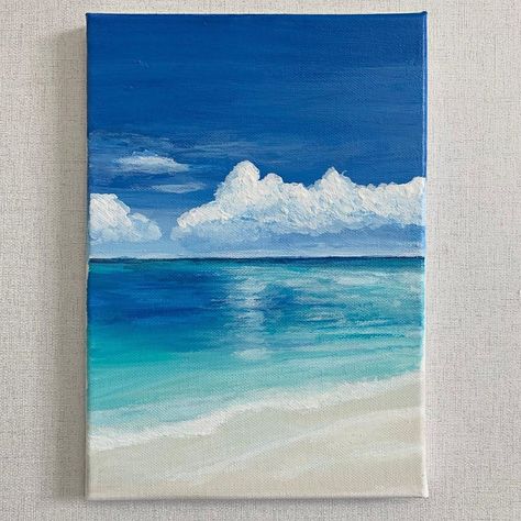 Ocean Art Painting, Canvas Art Painting Abstract, Easy Landscape Paintings, Beach Art Painting, Simple Canvas Paintings, Canvas Painting Tutorials, Easy Canvas Art, Seni Cat Air, Canvas Painting Designs