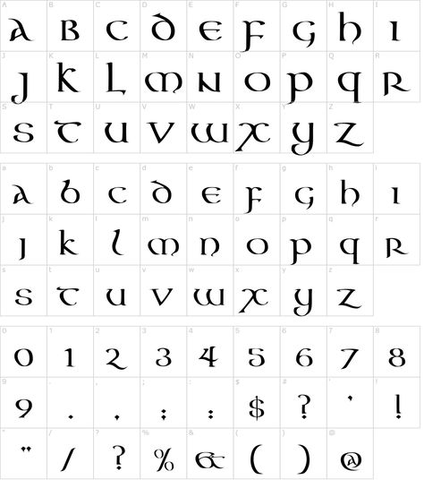 Aon Cari Celtic Font Download Celtic Letters Alphabet, Folk Font, Tarot Font, Celtic Writing, Celtic Lettering, Grimoire Art, Celtic Letters, Irish Font, Medieval Calligraphy