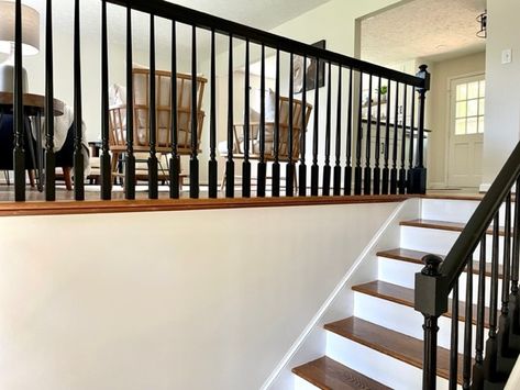 Raised Ranch Renovation – We are finished - Living Inspired by Mom Raised Ranch Half Wall Ideas, Split Level Railing Ideas Half Walls, Tri Level Homes Interior, California Split Level Remodel, Tri Level Entryway Ideas, Raise Ranch Living Room Ideas, Raised Ranch Makeover, Living Room Raised Ranch, Split Level Decorating Living Room