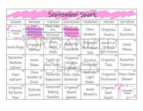 September Spark – Organized Chaos Organizing Calendar, Cleaning Calendar, Clean Washer, Paint For Kitchen Walls, Weird Names, Cleaning And Organizing, Floor Vents, Light Wall Art, Calendar Organization