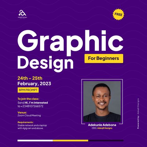 Graphic Design For Beginners, Zoom Cloud Meetings, Advertising Flyers, Design For Beginners, Flyer And Poster Design, Event Flyer, Graphic Design Tutorials, Design Tutorials, Free Graphic Design