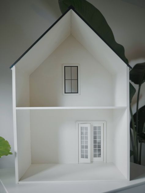 Mini Modern Farmhouse — Jessica Cloe Miniatures Farmhouse Dollhouse, Diy Barbie House, Custom House Numbers, Mini Moderns, Doll House Plans, Dolls House Interiors, Modern Dollhouse, Wooden Dollhouse, Diy Dollhouse Furniture