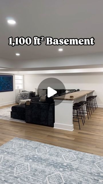 5,976 likes, 58 comments - finishedbasementsnj on October 15, 2024: "This spacious 1,100 ft² basement is perfect for cozy nights in! 
•
•
#newjersey 
#realestate 
#designgoals 
#basementreno". Basement Blueprints Floor Plans, Narrow Finished Basement, Basement Apartment Decor Ideas, Refinished Basement Ideas, Black And White Basement Ideas, Large Basement Ideas Layout, Long Basement Ideas Layout, Basement Apartment Ideas Room Layouts, Basement Layout Ideas Floor Plans