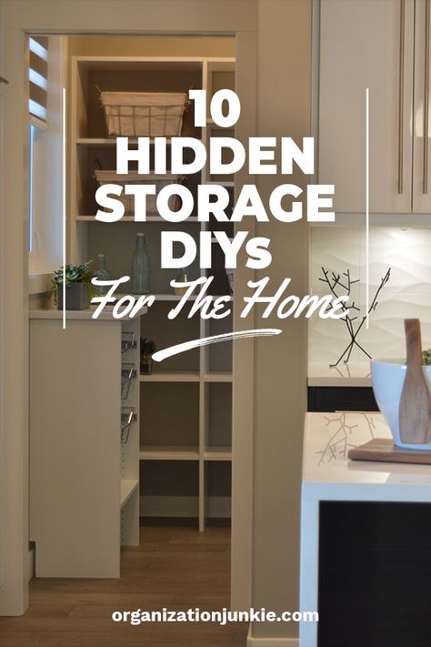 10 Hidden Storage DIYs for the Home • Organization Junkie Hidden Closet, Hidden Cabinet, Hidden Shelf, Hidden Spaces, Basement Storage, Secret Storage, Home Storage Solutions, Attic Storage, Storage House