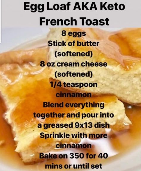 Keto French Toast, Egg Loaf, Keto Egg Fast, Starting Keto Diet, Keto Cooking, Low Carb Breakfast, Keto Bread, Low Carb Keto Recipes, Ketogenic Recipes