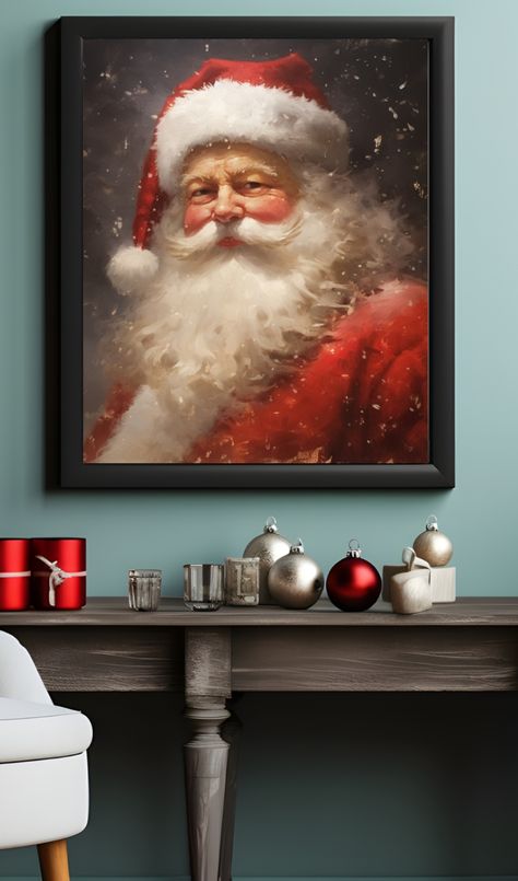 Capture the timeless magic of the holiday season with our enchanting Santa portrait vintage Christmas wall art. This exquisite piece pays homage to the classic Santa Claus, bringing a touch of yesteryear to your home's holiday decor. Santa Claus Decorations, Portrait Vintage, Santa Pictures, Vintage Printable, Christmas Wall Art, Picture Hanging, Christmas Wall, Printable Christmas, Decor Rustic