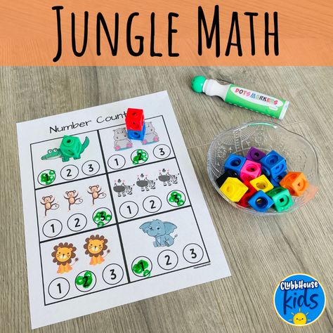 Enhance your preschooler's education and develop their counting skills with our fun and engaging jungle themed math activities! Download our set of printables and get ready to explore math with counting, tracing, and more. The jungle themed worksheets are perfect for teachers and parents wanting to give their kids a fun and educational experience. Let your preschoolers explore the jungle and bring the wild into their learning. Get the printable here and get ready to count! Activities For 1st Graders, Jungle Activities, Toddler Themes, Preschool Teachers, Math Printables, Math Activities Preschool, Math Numbers, Open The Door, Jungle Safari